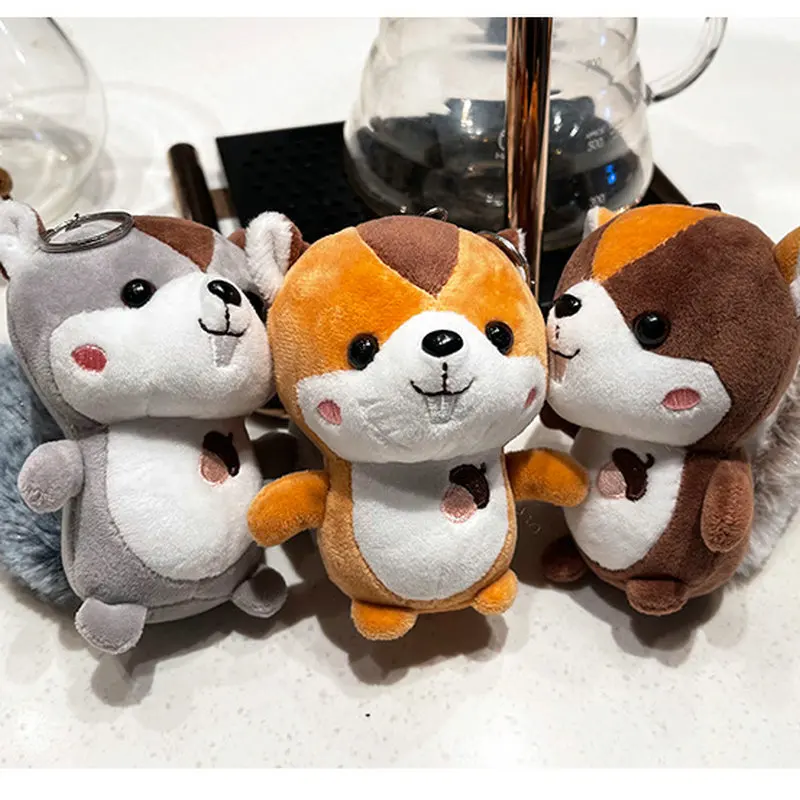 Kawaii Squirrel Plush Toys Multicolor Simulation Animal Dolls Stuffed Soft Key/Bag Pendant Home Decorative for Children Girls