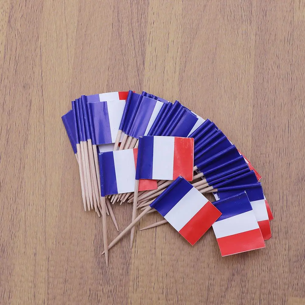 200 Stück Französische Flaggen-Stecker in Leuchtenden Farben Kuchendekoration Frankreich-Flagge Cupcake-Stecker Mini-Zahnstocher Länderflaggen – Detail 6