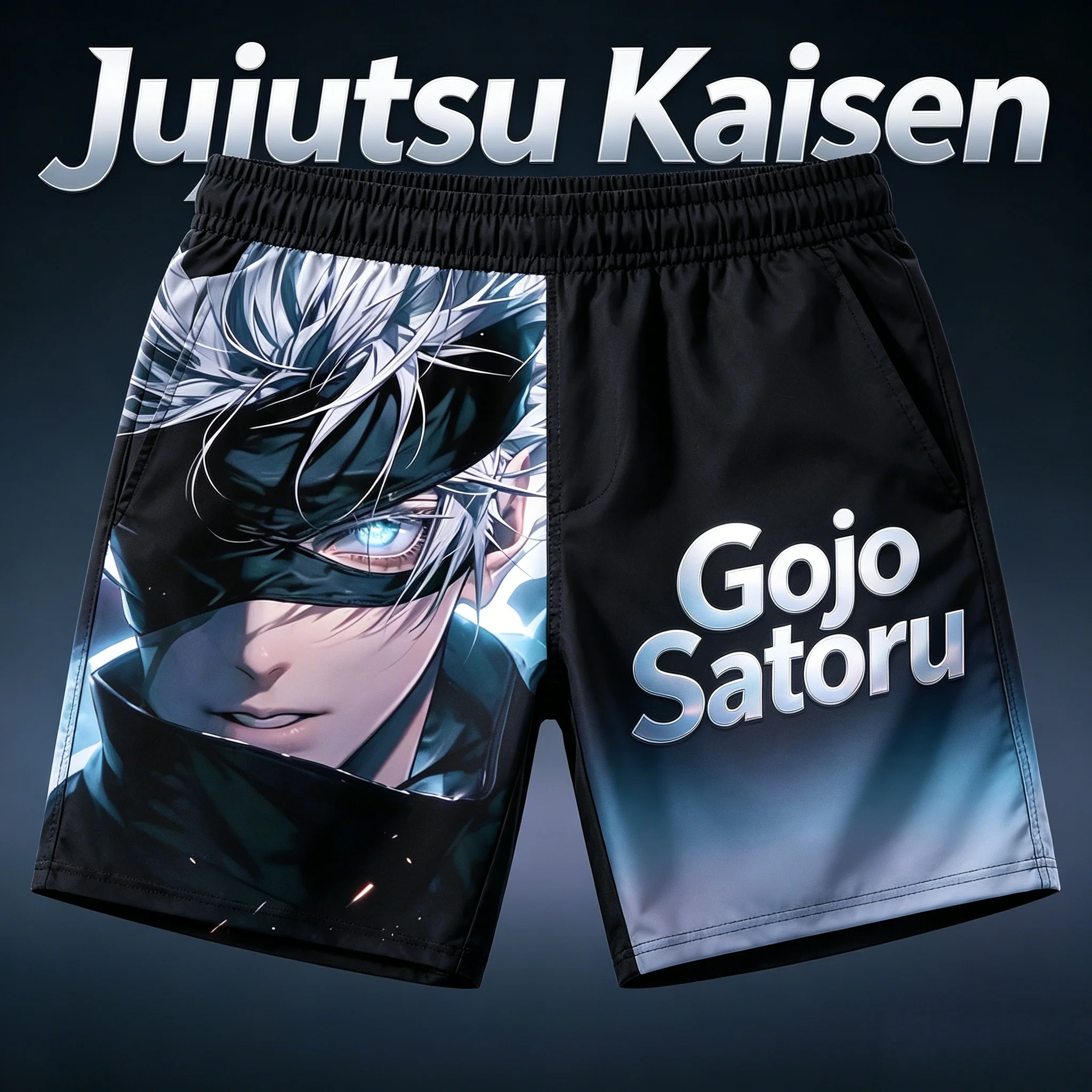 2026 Summer Jujutsu Kaisen Gojo Satoru All Over Print Quick Dry Sports Shorts,  Men Casual Streetwear 5 Inch Beach Board Shorts