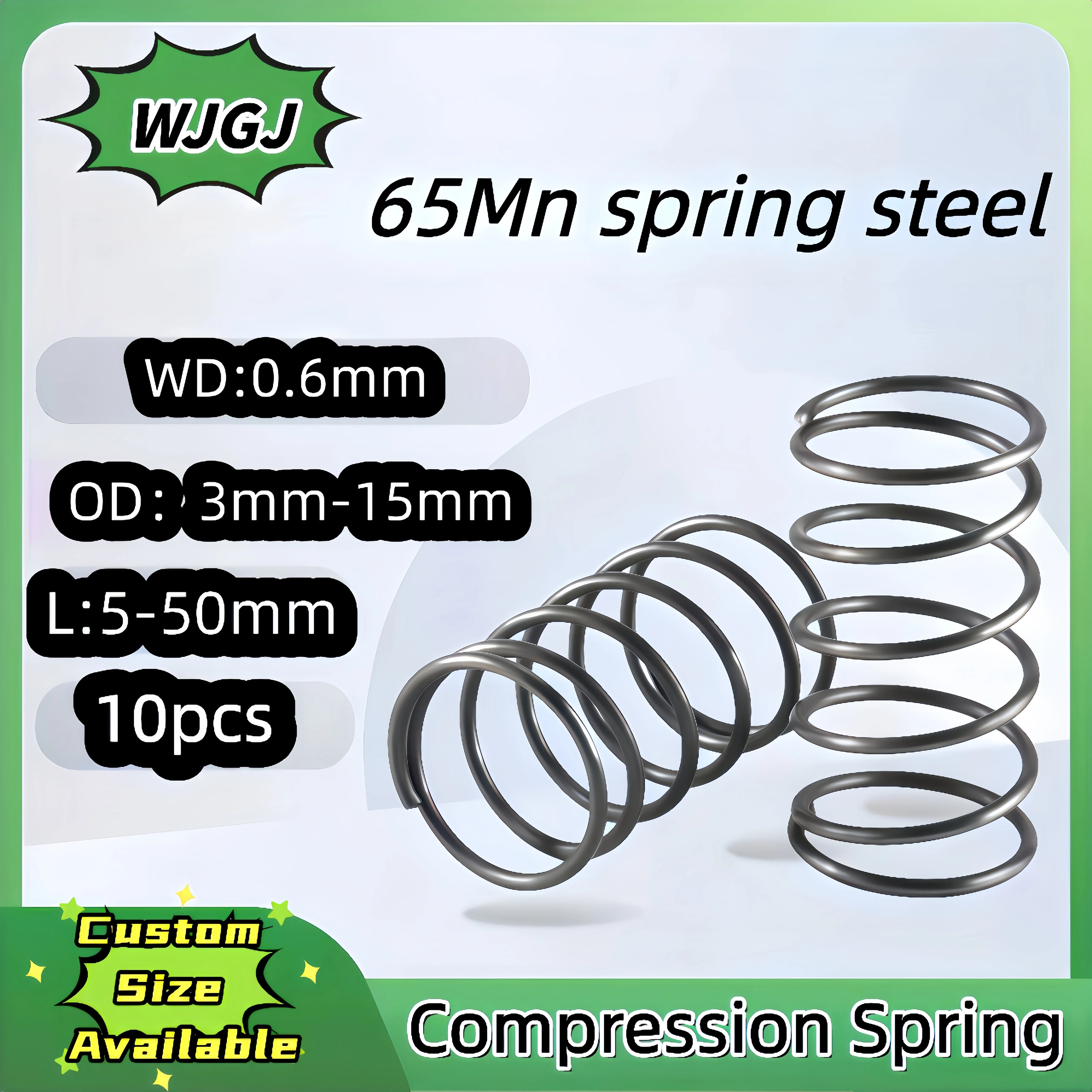 10Pcs Pack 0.6mm Wire Dia 65Mn Steel Micro Return Pressure Compression Spring Small Cylindrical Coil Elastic Spring For Electron