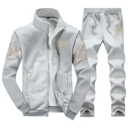 Men's Large Size Set 6XL 7XL 8XL 9XL Fashion 2024 Autumn Winter Homme Suit Sweatshirt Sweatpants Men's Set Male Tracksuit Jacket