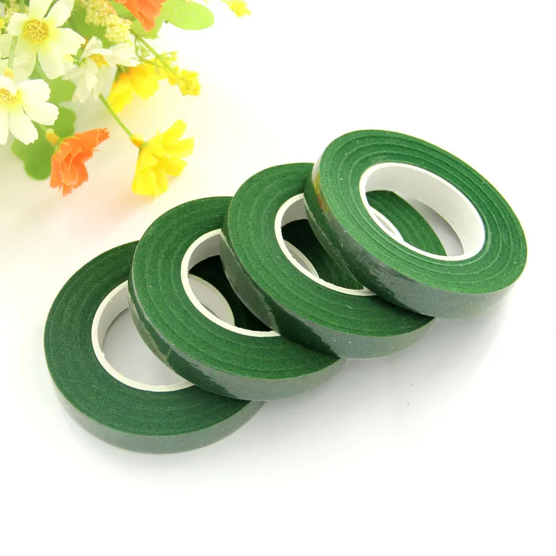 30 Yard 12mm Self-adhesive Bouquet Floral Stem Tape Artificial Flower Stamen Wrapping Florist Green Tapes DIY Flower Supplies