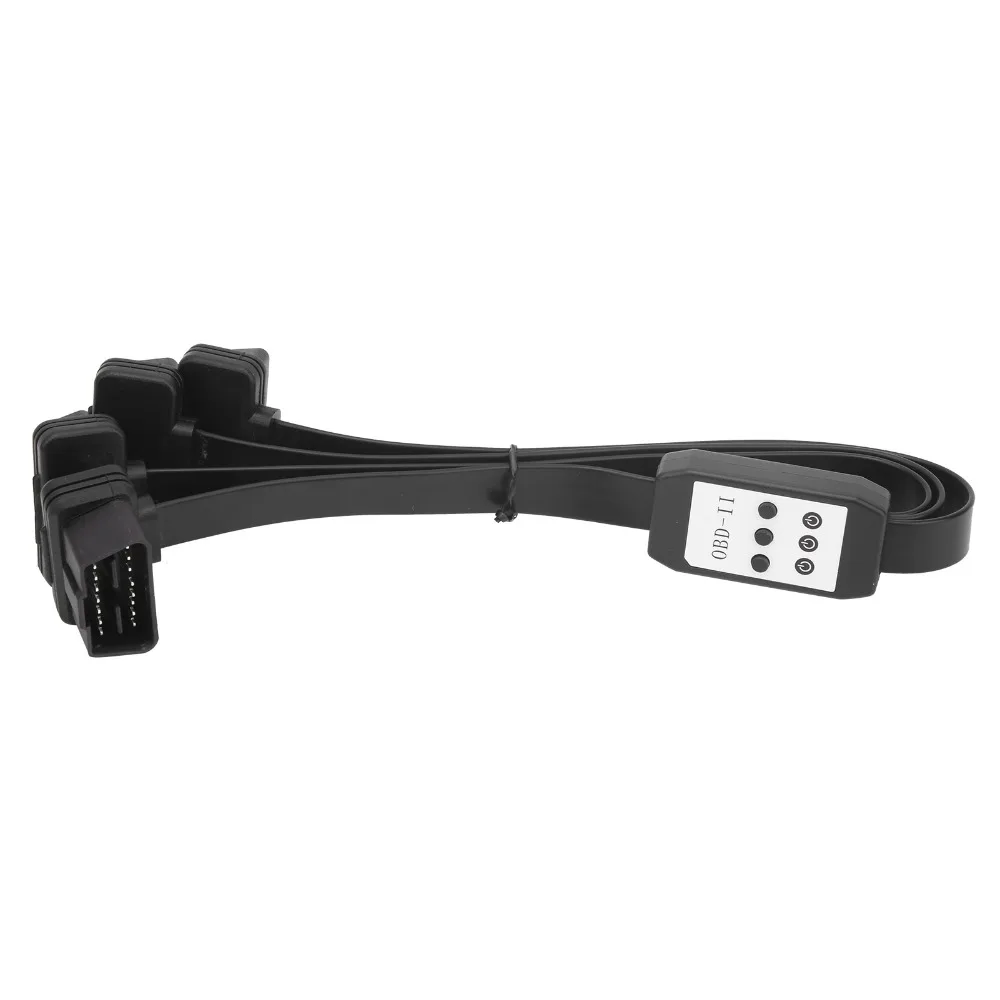 ABS OBD2 Extension Cable 1 To 3 Port Individual Power Switch OBD2 Splitter Cable 48cm/1.57ft 16Pin OBD2 Cable Splitter
