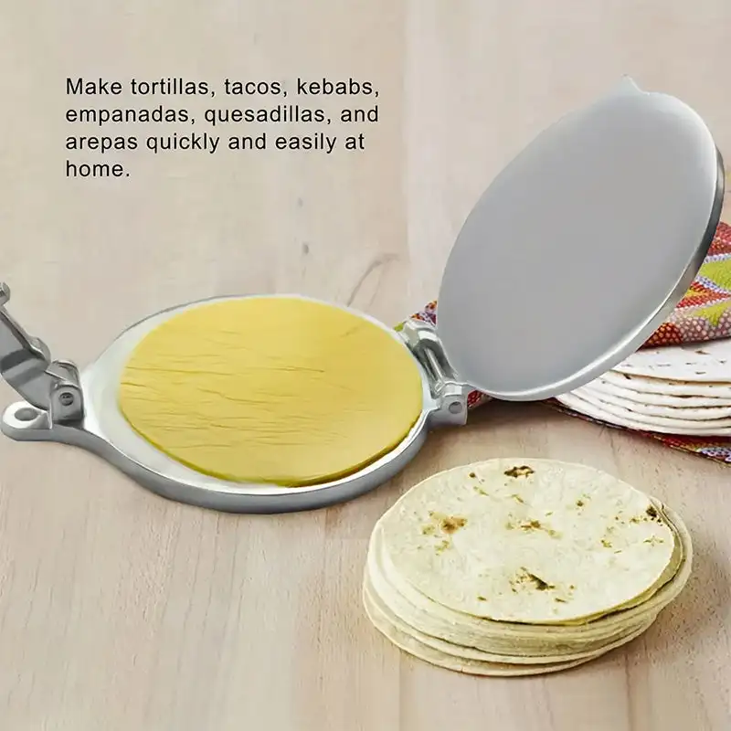 Tortilla Press Aluminium Alloy Manual Corn Tortillas Dough Pressing Tools Dumpling Pastry Press For Homemade Pancakes, Crepes