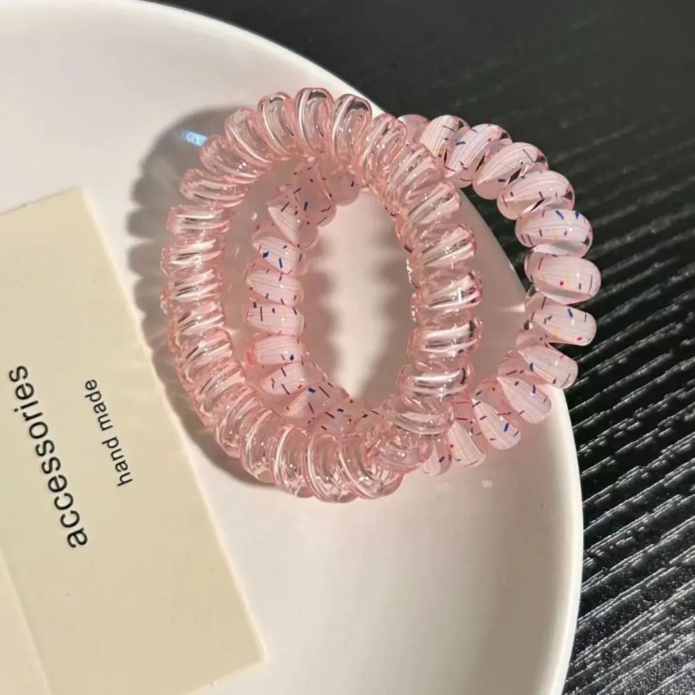 Laço de cabelo estiramento espiral cabo anel de cabelo corda de cabelo scrunchies doce elástico laço de cabelo headwear colorido multicolorido fio de telefone