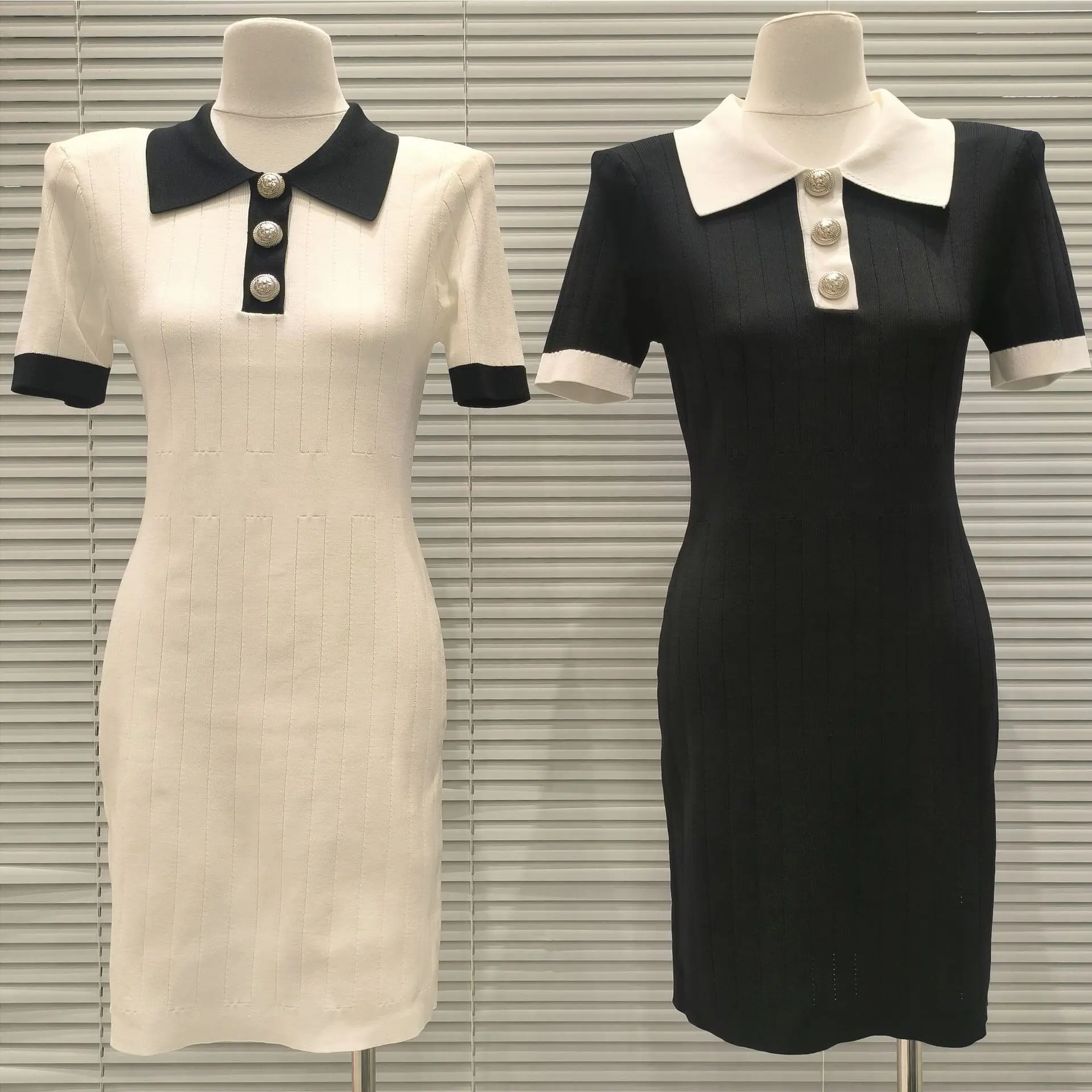 

Summer 2025 Collar Color Blo Slim Fit Faionable Knitted ort Sve Wrap around Dr Commute Sle Basic Model