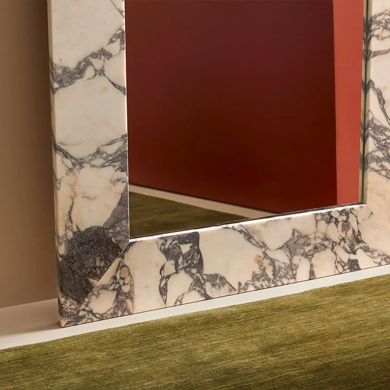 100% Natural Marble Italian Calacatta Violet Floor Mirror, Full-Length Dressing Mirror for Hotel, B&B & Bedroom