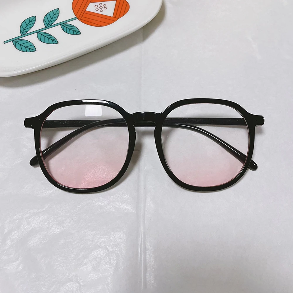 Large Frame Blush Gradient Anti Blue Light Glasses Plastic Frame Cute Girl Makeup-free Glasses Full Frame Eyewear Myopia Frames