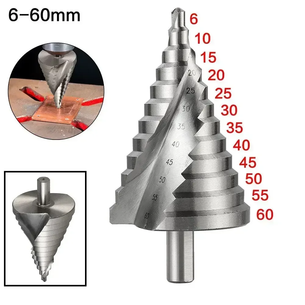 

6-60mm Step Drill Bit Spiral Groove Drill Multi-Function Wood Metal Hole Cutter HSS Pagoda Drill Drilling Tool Power Tools