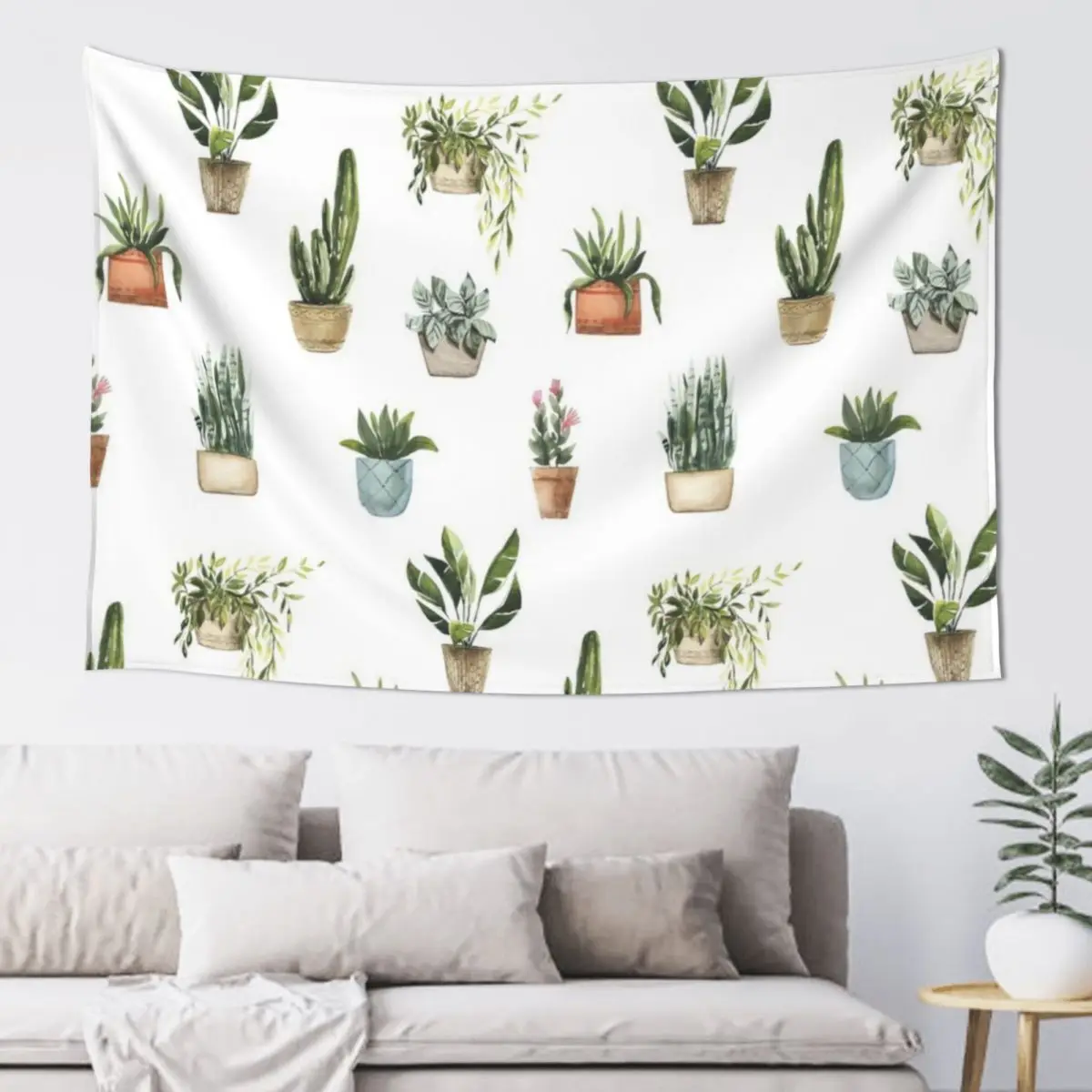 

Potted Plants Watercolor Pattern Tapestry Room Decorator Wall Tapestries Bedroom Decoration Tapestry