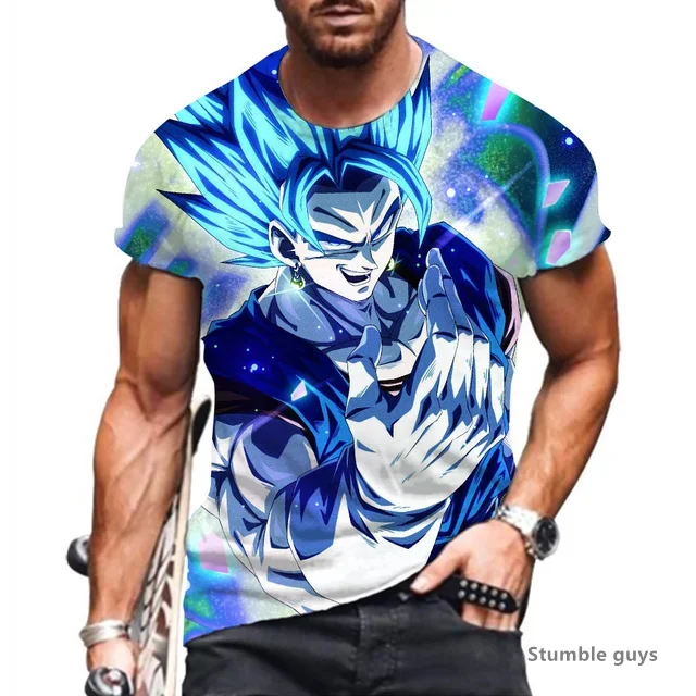 

Vegeta Goku Men's T Shirt Dragon Ball Z Oversized New Anime Harajuku Trend O-collar Summer GYM Saiyan Short Sleeved Y2K Clothes