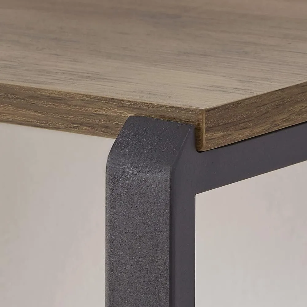 رف كتب ريفي خشبي ومعدني من 3 طبقات للمساحات الصغيرة، لمسة نهائية من خشب البلوط، وحدة رفوف مفتوحة #6