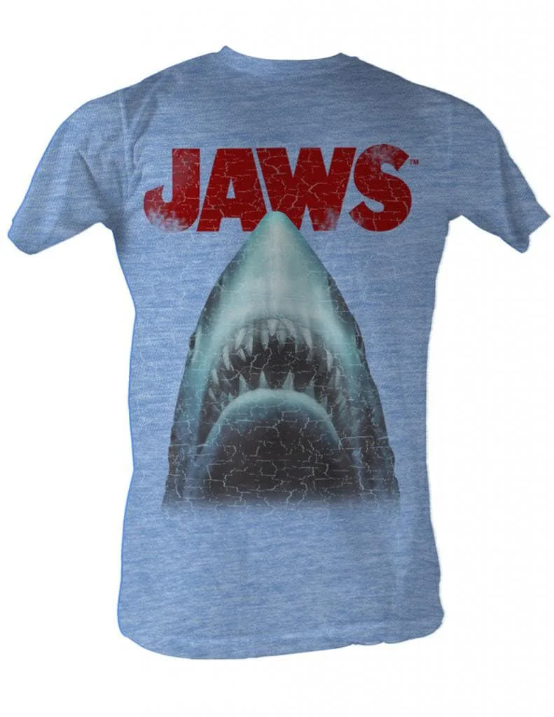 Jaws Stressed Out Light Blue Heather Adult T Shirt