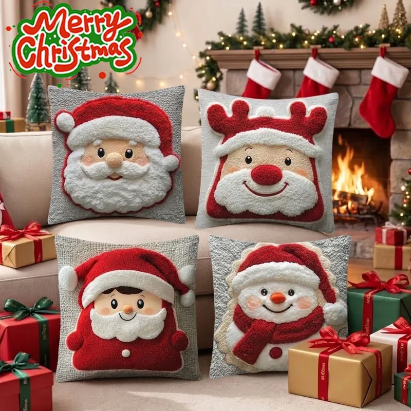 1-10PCS Holiday Cushion Cover Single Sided Print Cozy Soft Throw Pillow Case for Living Room Sofa Bedroom Home Decoration