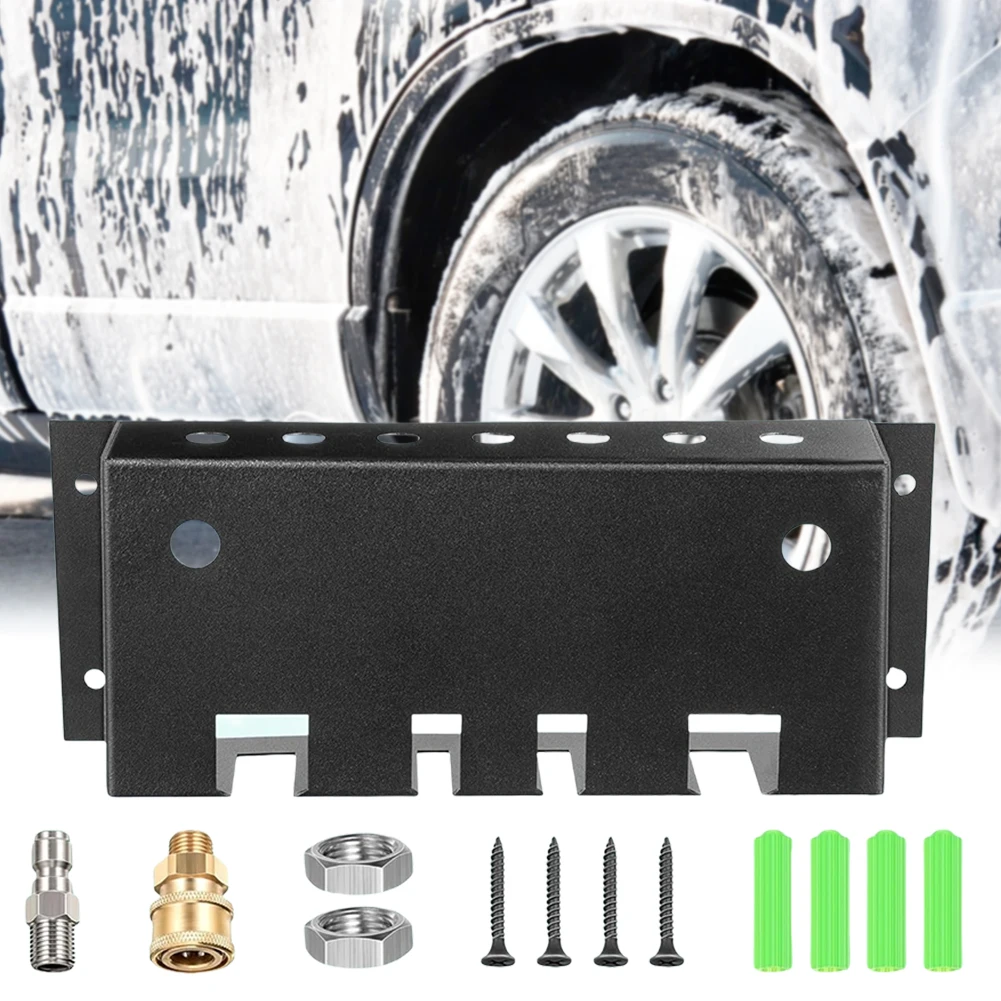 Pressure Washer Gun Holder Fit 1/4 Quick Connector Snow Foam Lance Holder Nozzle Tip and Wand Extension Storage Rack