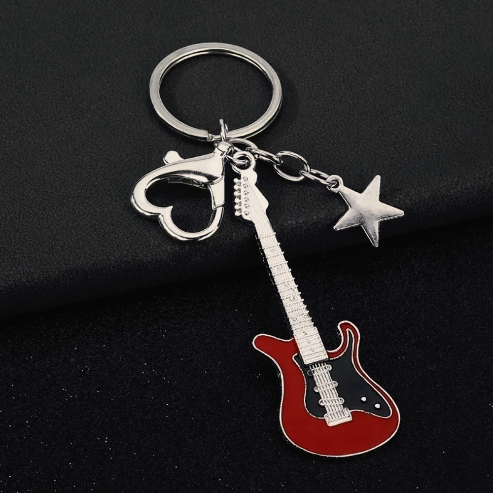 Creative Cute Metal Keychain Personalized Keyring Music Enthusiast Bass Guitar Pendant Key Ring Accessories Lover Small Gift
