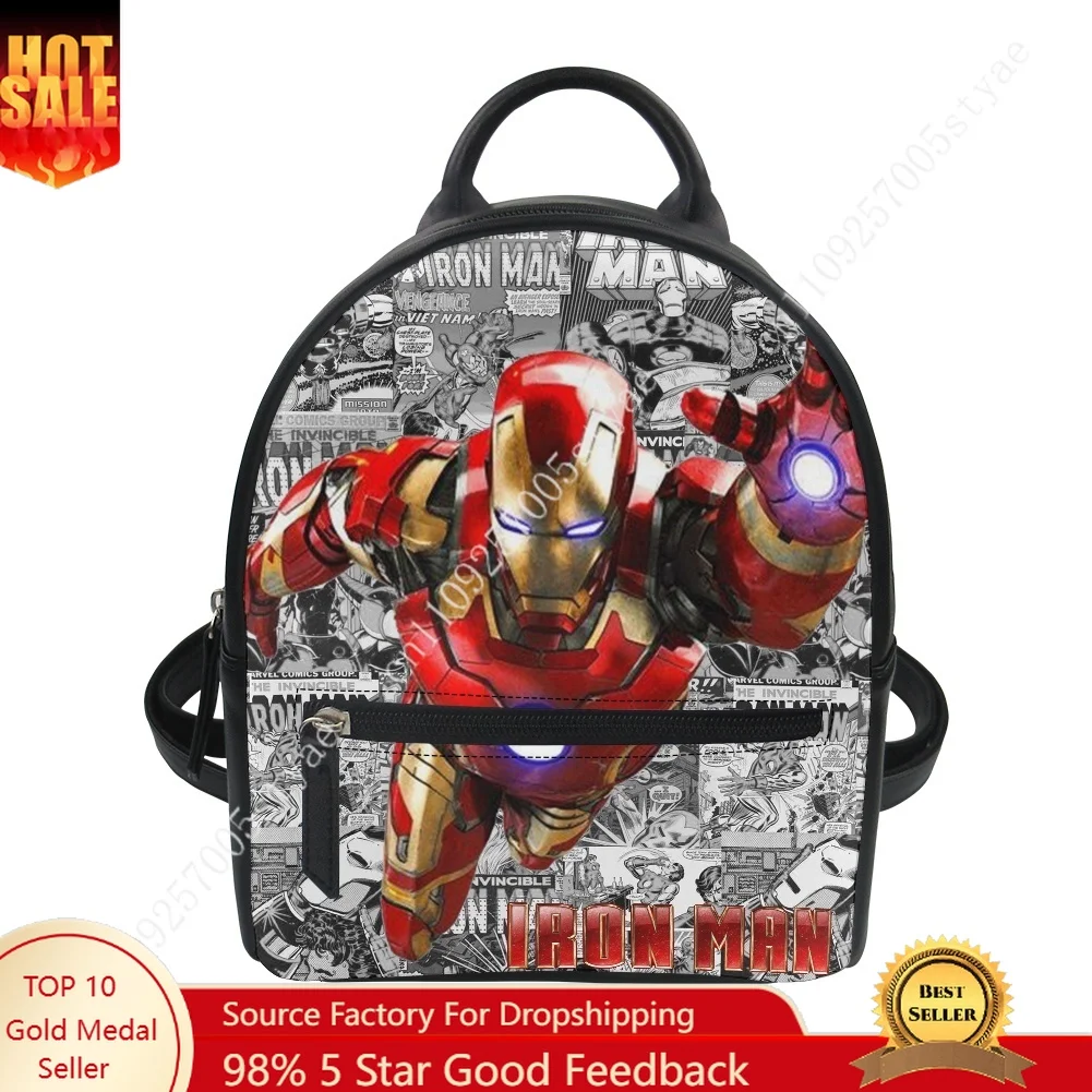 

Marvel Iron Man Tony Stark Custom Backpack Purse Women Carter Schoolbags Double Shoulder Bag Mini Daypack Leather Travel Bag