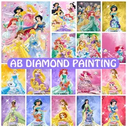 AB Diamond Painting Kolorowa kolekcja księżniczek 5d Diy Mozaika Zestaw do haftu krzyżykowego Kreskówka Prezent ścienny