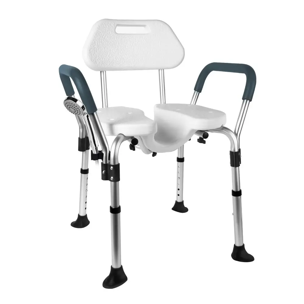 Asiento de Ducha Extra Ancho de 55 cm con Asiento en U y Canal de Drenaje, Altura Ajustable, Banco para Baño y Regadera Baritrica para Adultos