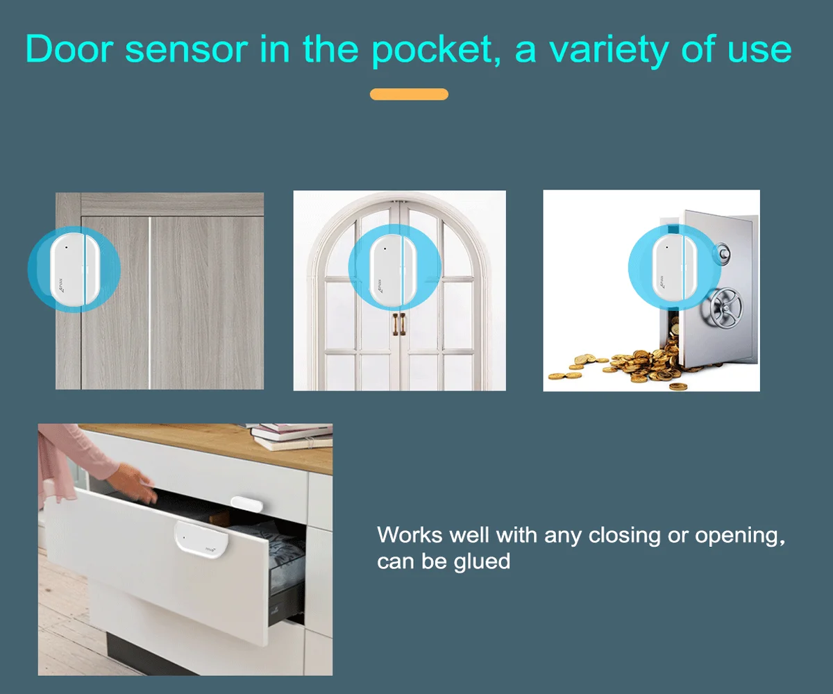 CPVAN-Door and Window Security Sensor, Sensor de Proteção, Detector, 433MHz, Smart Home Security, Door Alarm