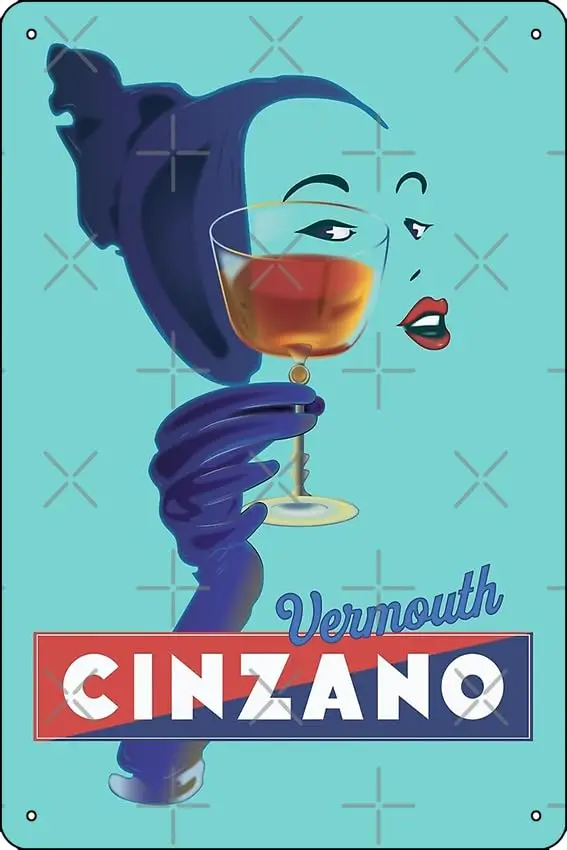 Cinzano Woman 1955 Vintage Poster Design Photographic Print Funny Metal Tin Sign for Home Kitchen Bar Room Garage Decor 