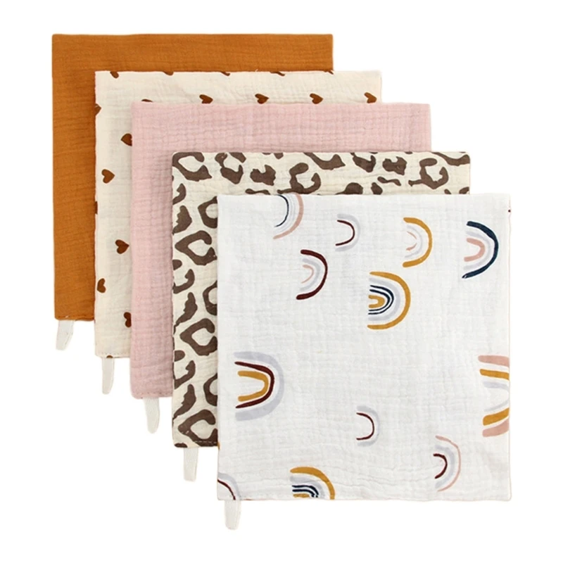 5Pcs Wipe Towel Washcloths Breathable 4 Layer Handkerchief Absorbent Face Towel