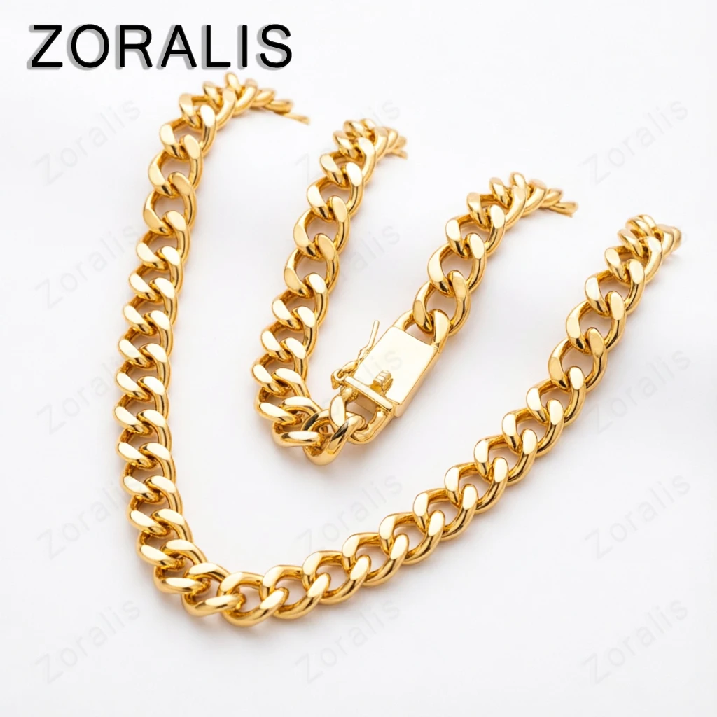 18 Karat Gold, 10 mm, 20/22/24 Zoll, exquisiter, edler, wunderschöner Charme, modische Kette für Männer und Frauen, Hochzeitshalskette, Schmuck – Detail 1