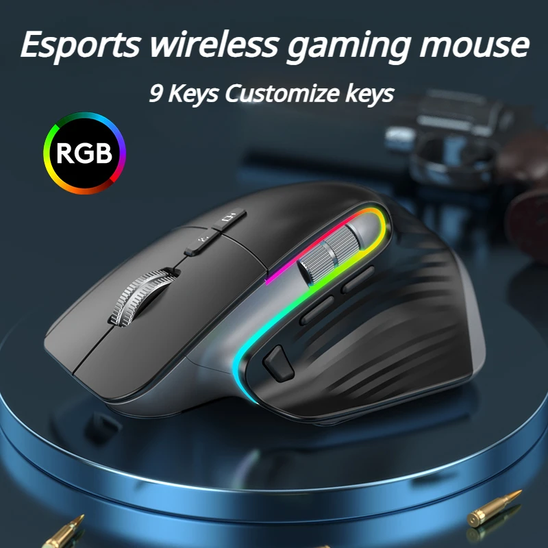 

ECHOME Wireless Mouse Bluetooth Programmable Charging Mute Office Esports Cordless Gaming Mouse for Desktop Computer Laptop Mac