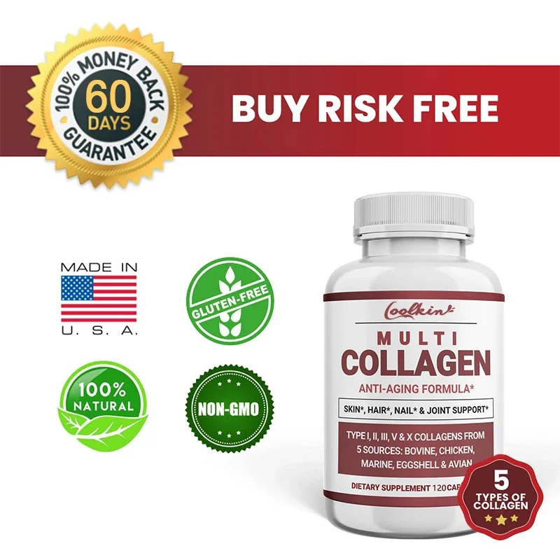 Multi Collagen Peptides Powder with Collagen Types I, II, III, V & X, Hydrolyzed Collagen Supplement