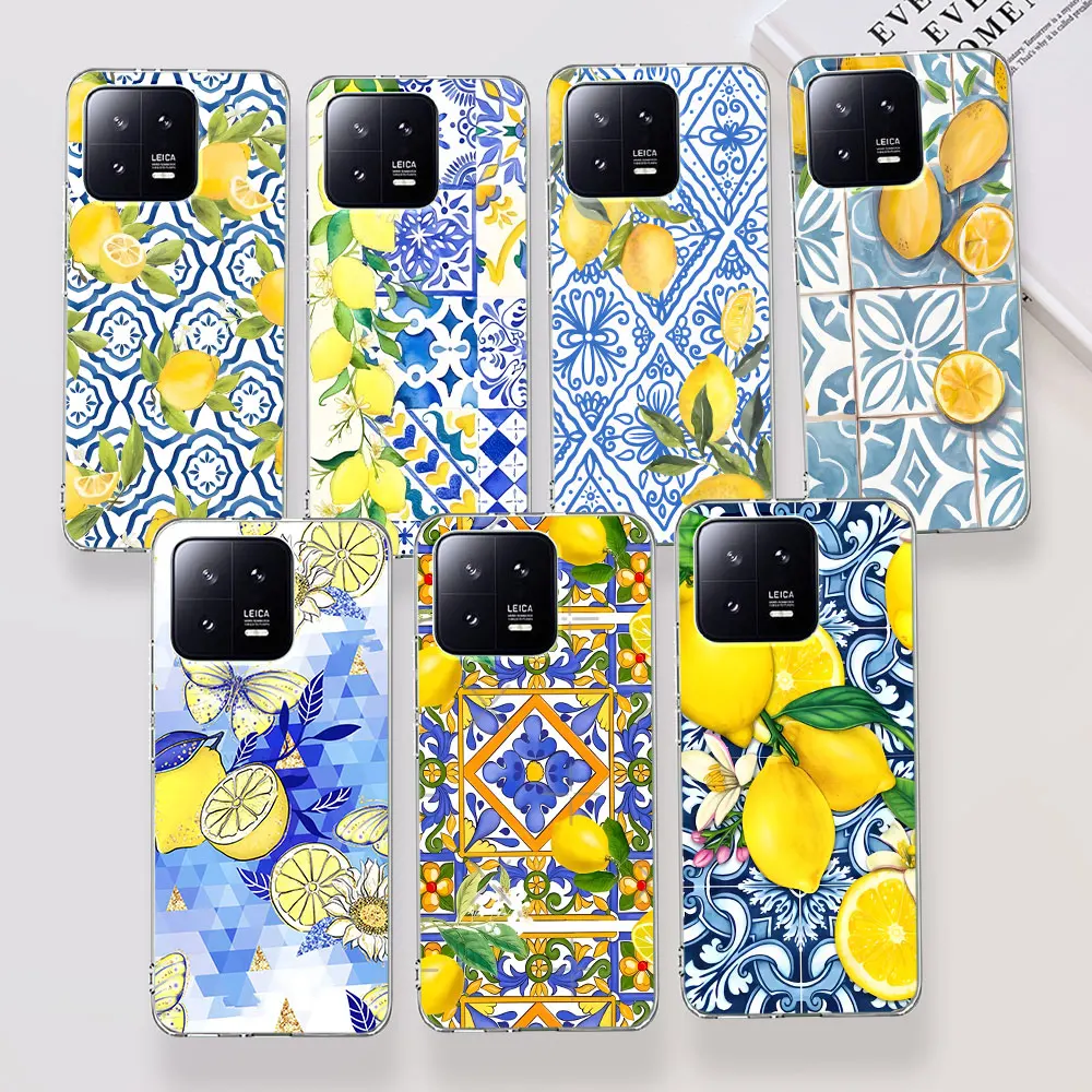 Mediterranean Lemon Case for Xiaomi Mi 11 9 9T 13 12 12T 11i A2 11T 12X 10 8 10T Pro 5X A1 A3 Lite Soft Transparent Phone Cover