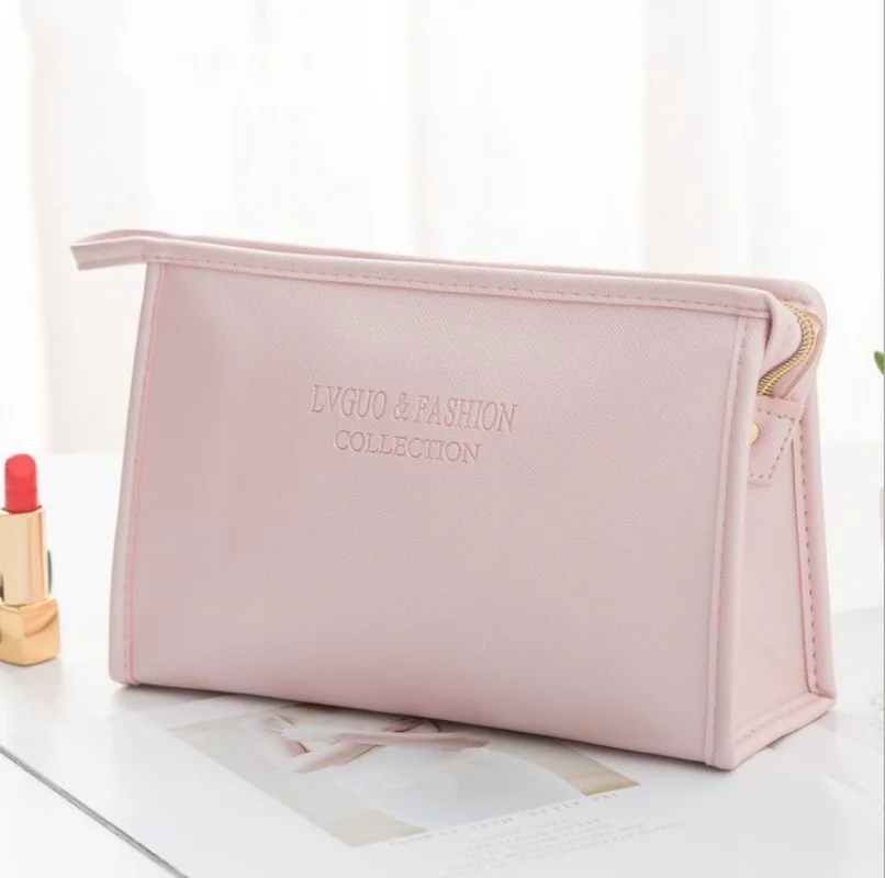 Bolsa de cosméticos grande de cuero PU para mujer, estuche de belleza impermeable con cremallera, organizador de maquillaje y lavado de viaje