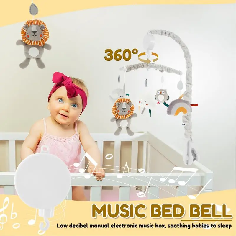 Musical Cot Mobile Nursery Toddler Cot Mobile With Plush Dolls Young Children Bed Decoration Soft Cover Design Ornament For