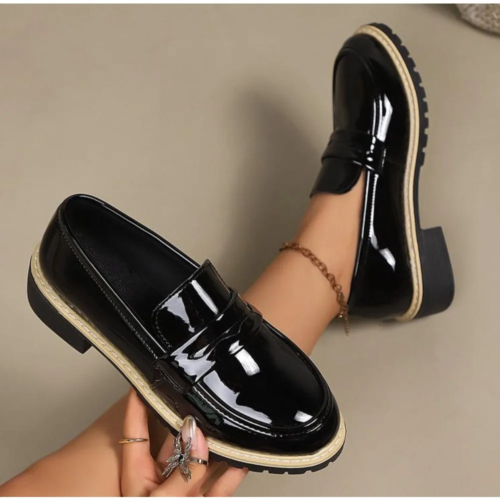 

Black Loafers for Women Platform PU Leather Casual Shoes Woman Spring New Comfort Tassel Slip on Flats Single-shoe Plus Size 43