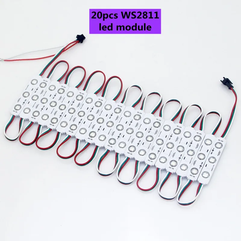 20pcs DC 12V  WS2811 3LED 2811 IC LED Pixels Module String SMD5050 Waterproof RGB led module light