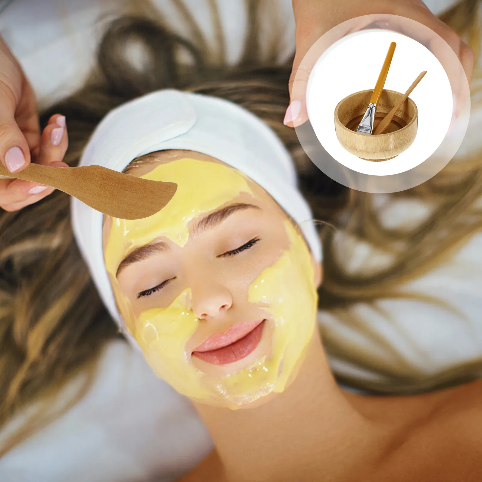 Practical Mask Making Tools DIY Bamboo Mixing Bowls Face Brush Facial Equipment