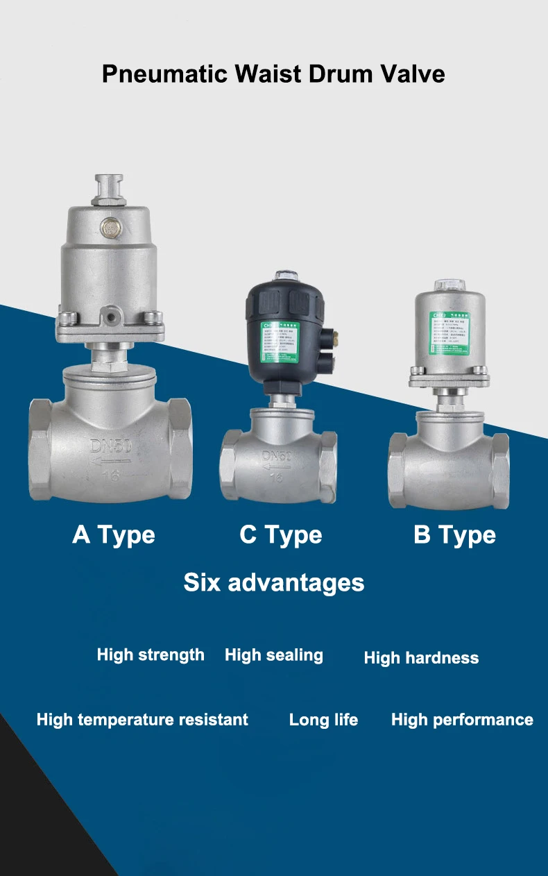 Elettrovalvola Pneumatic Waist Drum Valve Stainless Steel Female Thread Angle Seat Valve Air Controlled Water Valve Pneumatica — dettaglio 1
