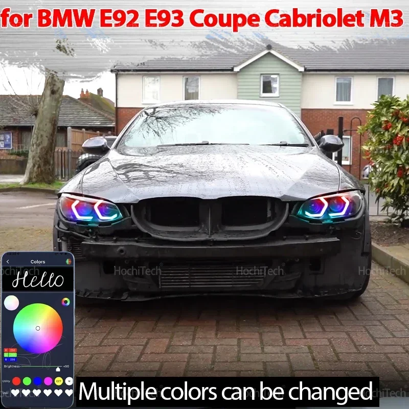 

For BMW E92 E93 Coupe Convertible Cabrio M3 2006-2013 RGB colorful Dynamic light Angel Eyes Rings Led APP control DRL Light