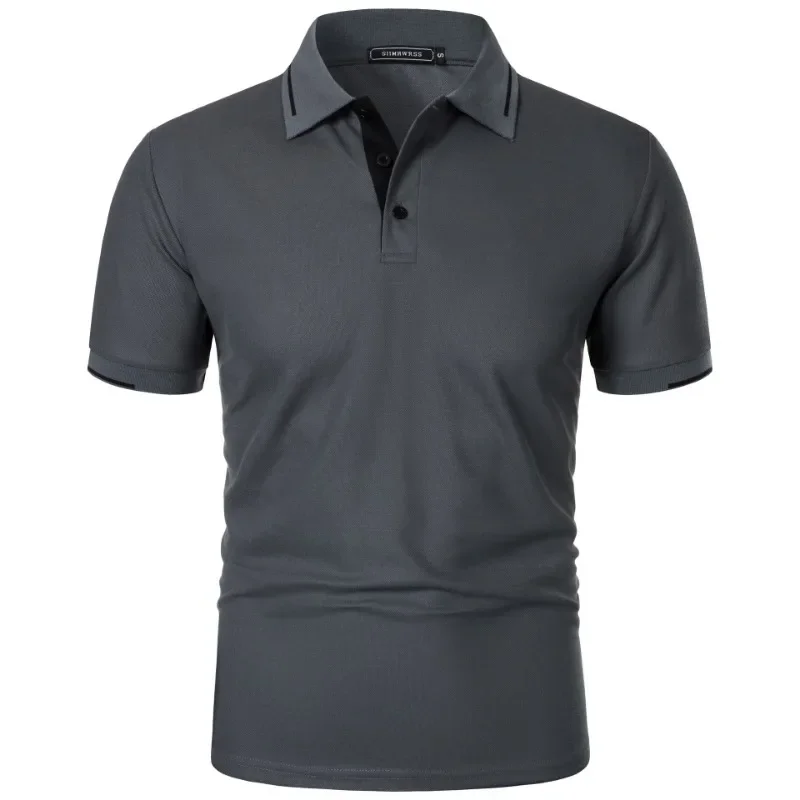 Men's Short Sleeve Polo Shirt Summe Button Classic Fit Casual T-Shirts Oversize Pullover Shirts Man Solid Color Lightweight Tops image 5