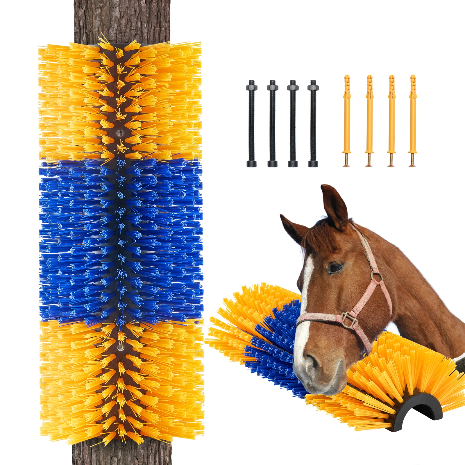 VEVOR Livestock Scratching Brush Horse Brush Cow Scratcher for Back Itch Relief Grooming Post Brush for Horse Cattle Supplies