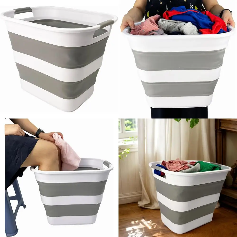 Portable 40L Foldable Laundry Basket with Pop-Up Storage and Organizer Features