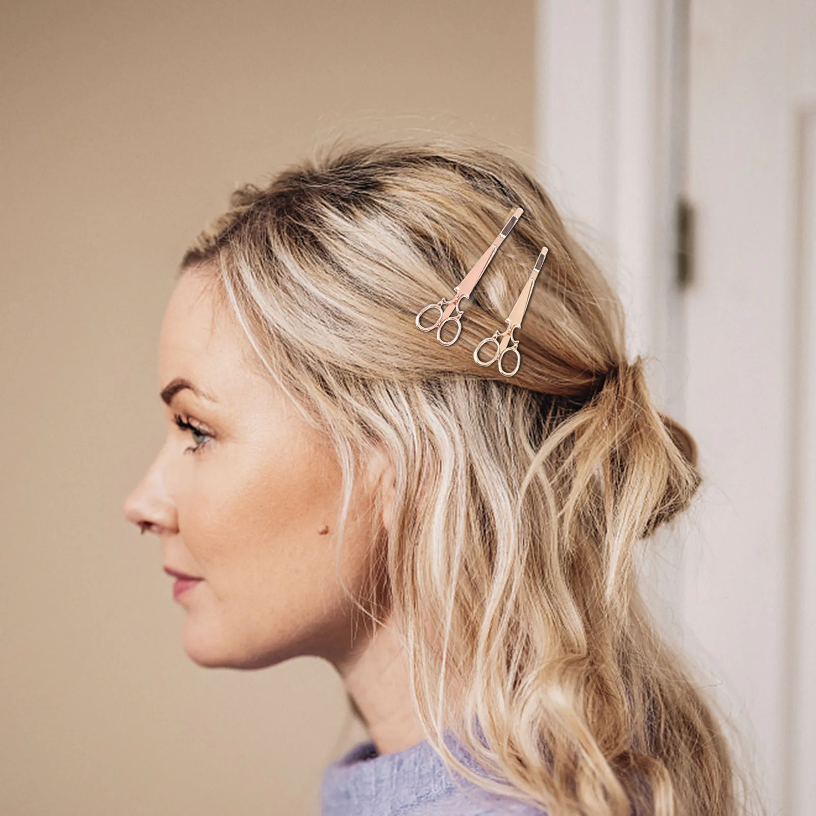 

6pcs Alloy Scissors Shaped Hairpins Side Clip For Women Hair Accessories Golden Silver Rose Gold Each Daily