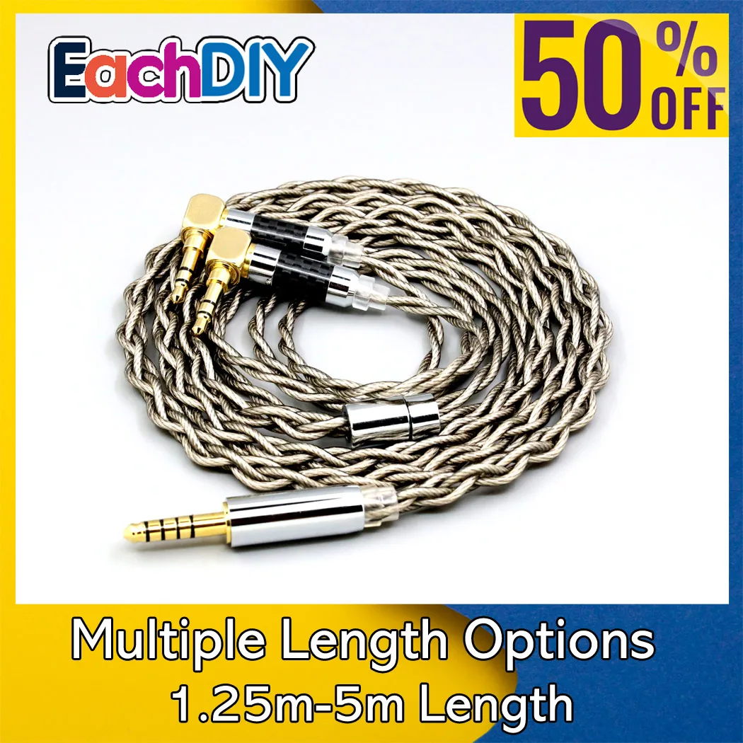 

99% Pure Silver + Graphene Silver Plated Shield Earphone Cable For Verum 1 One Headphone Headset L Shape 3.5mm Pin LN007946