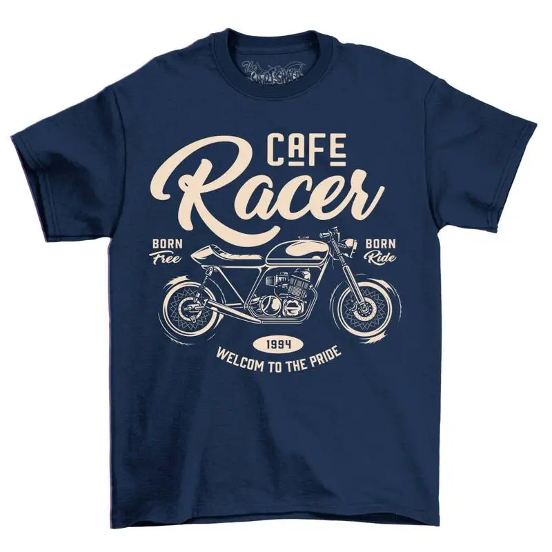 Men's Caf Racer Motorcycle T Shirt Born Free Adults Vintage Motor Bike