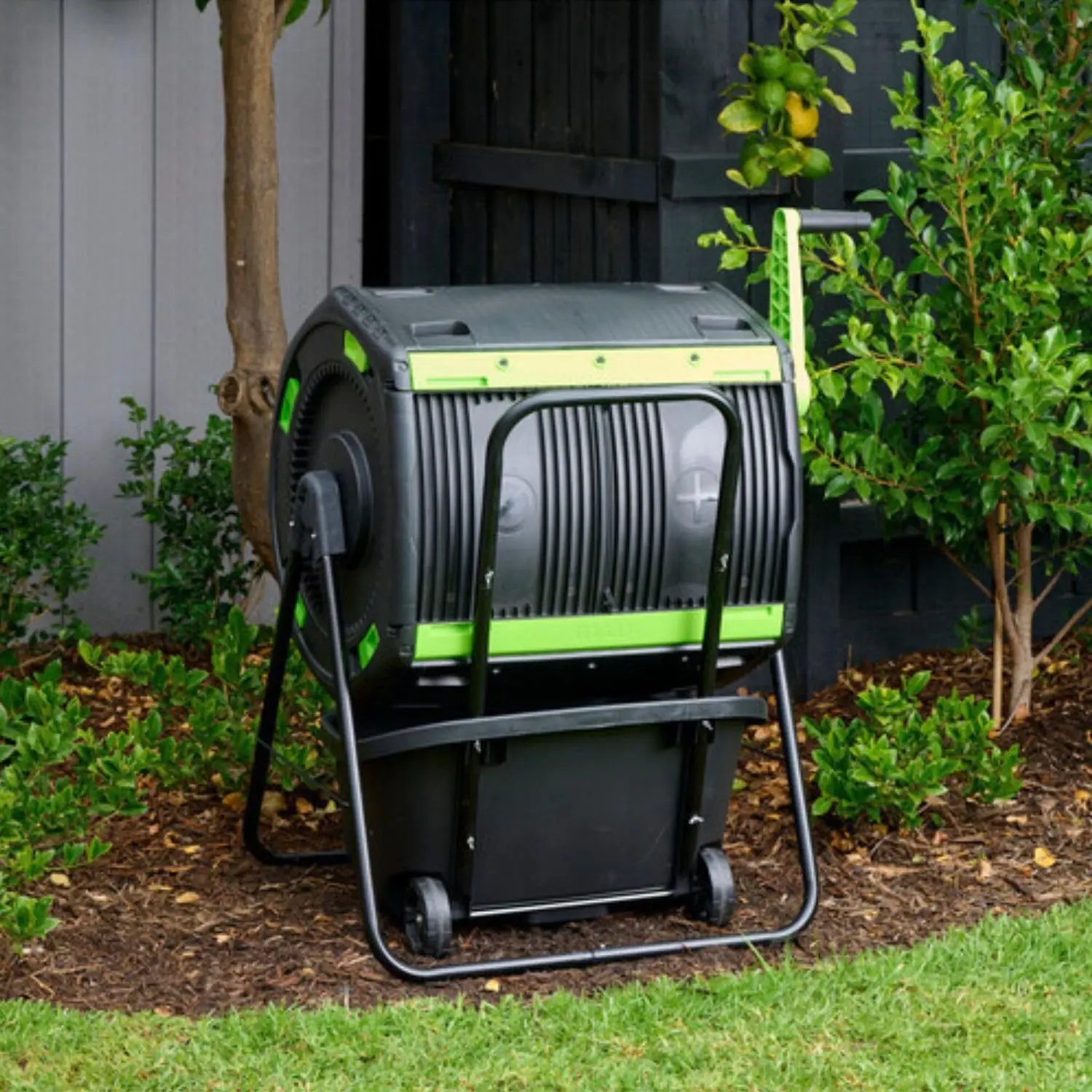 48 Gallon Compost Tumbler & Cart - Dual Compartment Geared Composter, Customized