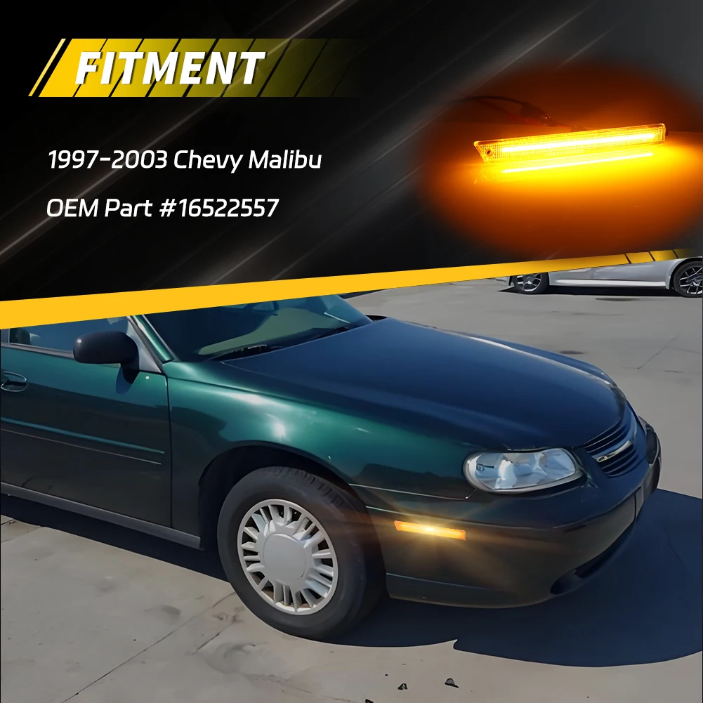 2X Luce di posizione laterale anteriore Luce parafango con LED per Chevy Malibu 1997-2003 Oldsmobile Cutlass 2004-2005 Chevy Classic