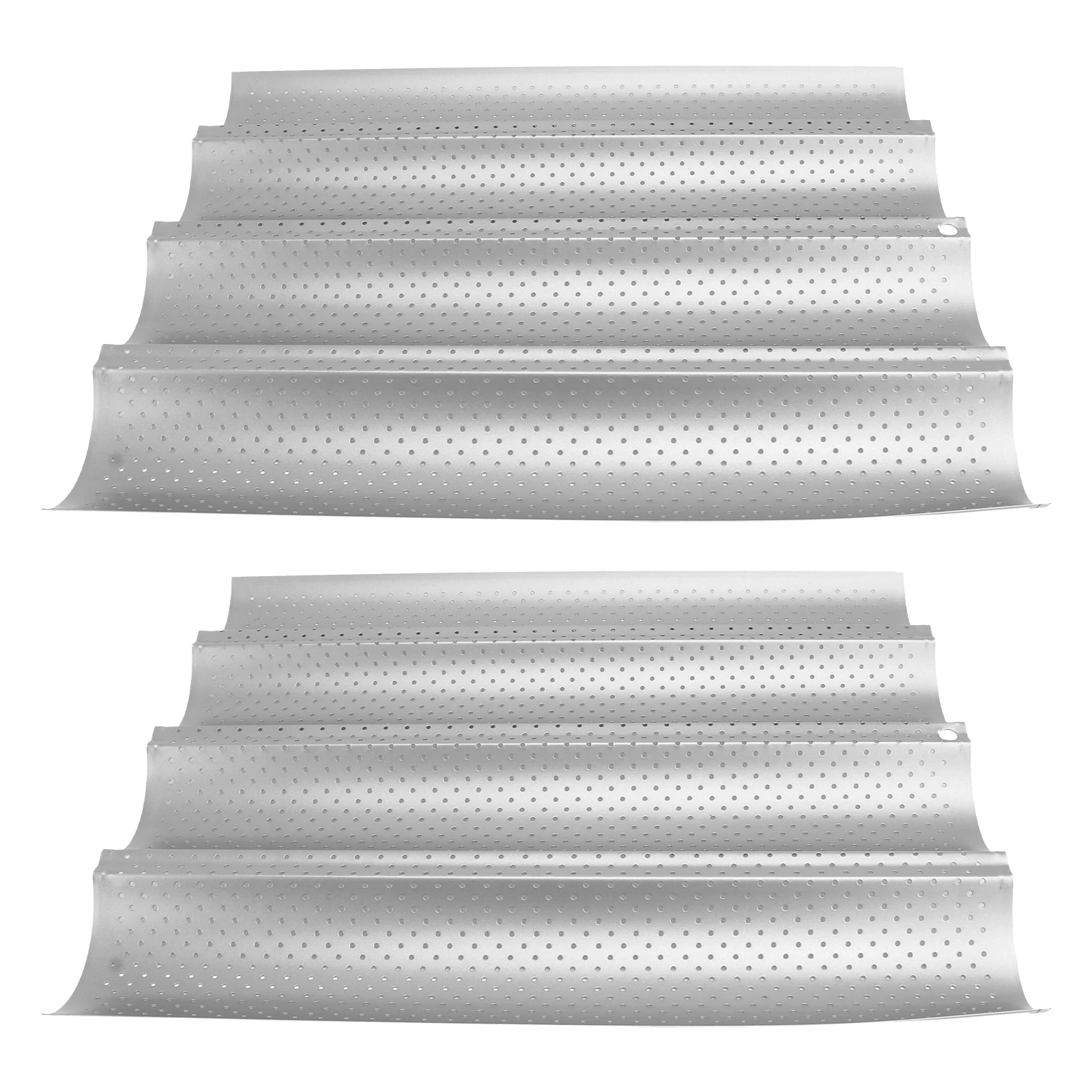 

2 Pcs Pan Large 4 Baguette Mold Tin Loaf Bake Mold Pan Molds Oven Baking Trays Non Stick Standard Size Perforated