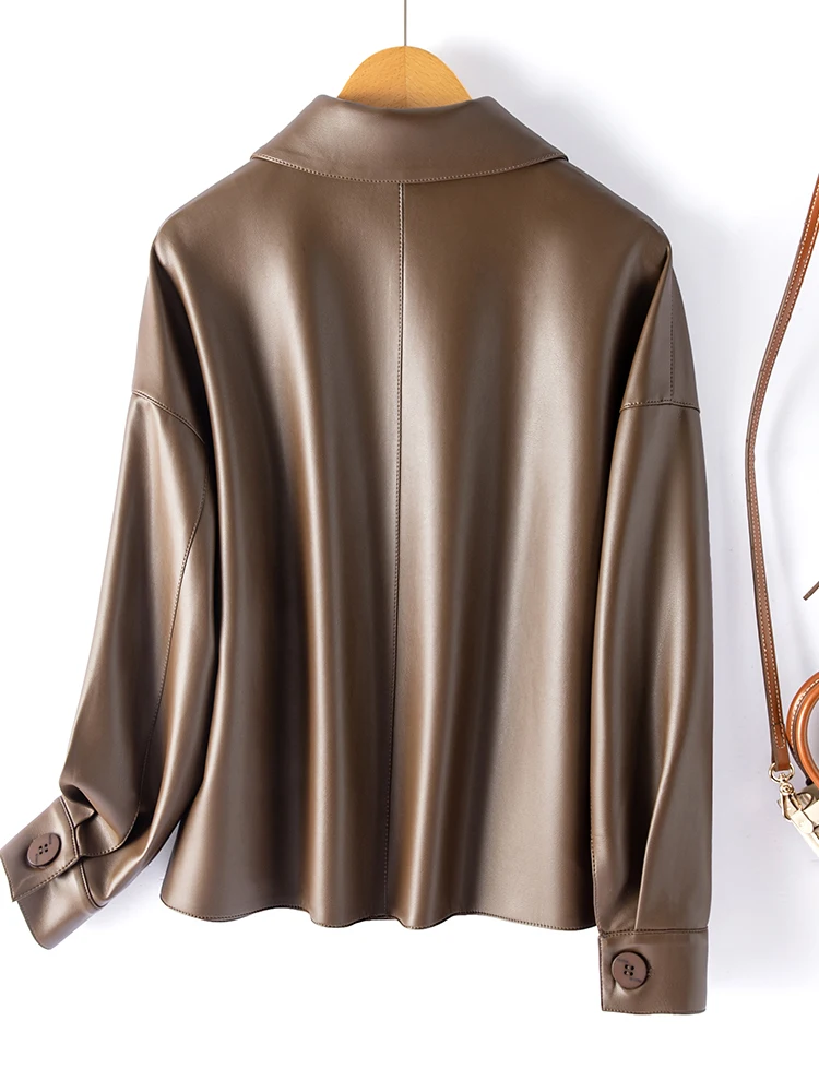   닝 정품 가죽 자켓 여성용 2025 봄 신상 루즈핏 슬리밍 다용도 양가죽 자켓 트렌디