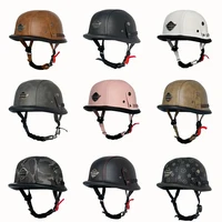 Casco de soldado estilo Vintage de cuero de la Segunda Guerra Mundial, medio casco retro para todas las estaciones, unisex, bicicleta, crucero, scooter Eléctrico, JYT-108