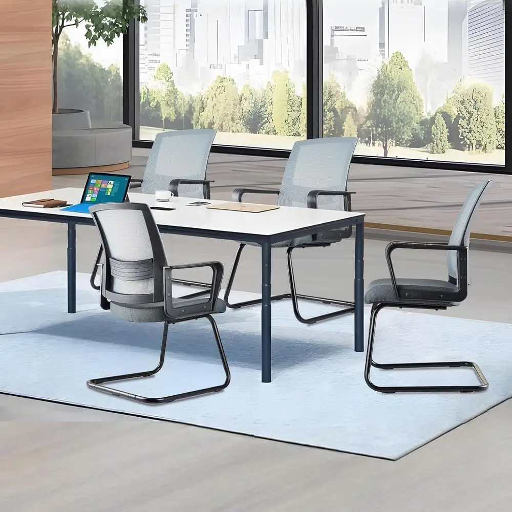 Mesh Back Ergonomic Conference Chairs with Lumbar Support in Black and Grey