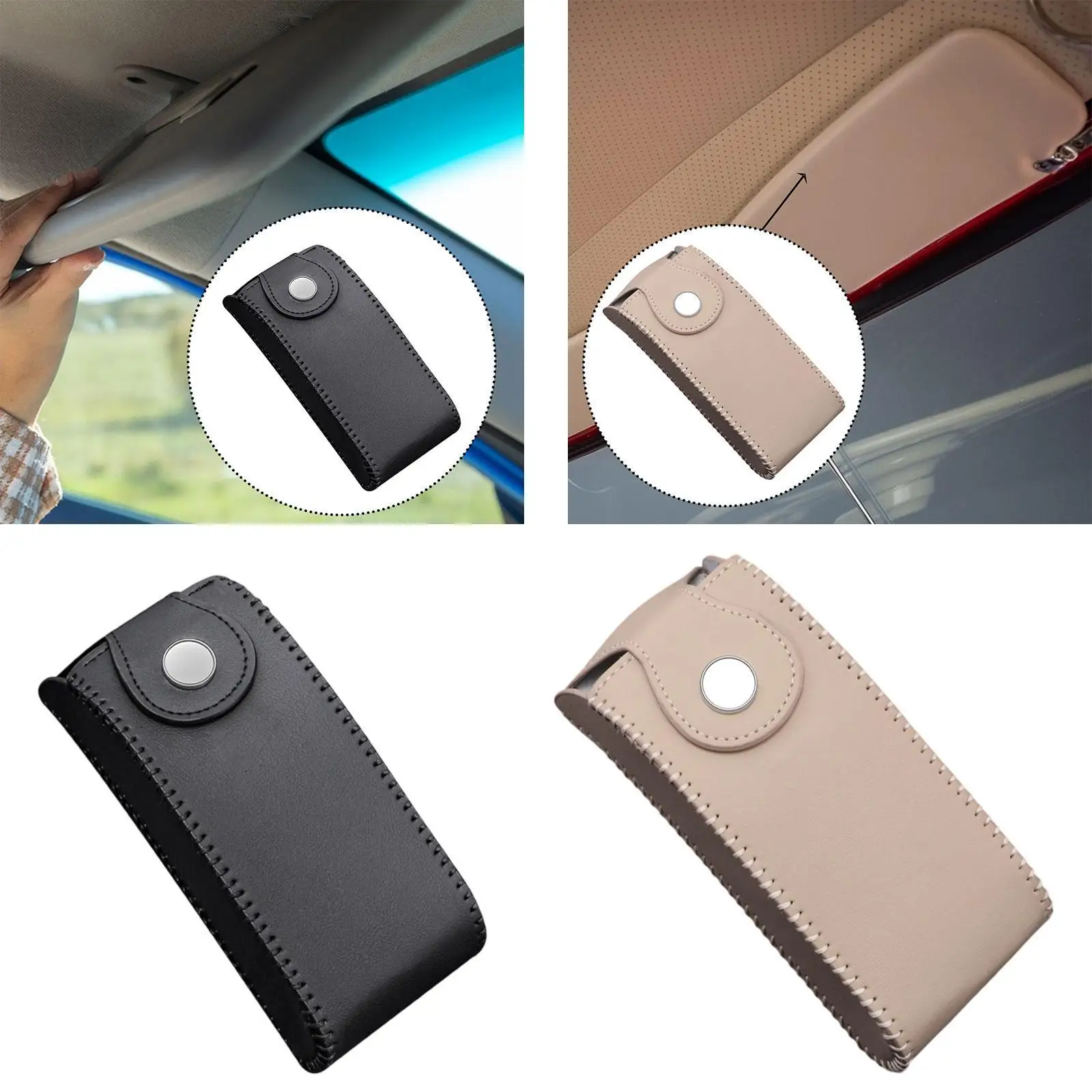 

Универсальный автомобильный держатель для солнцезащитных очков из искусственной кожи, органайзер для очков на козырек автомобиля для внедорожников, фургонов, грузовиков